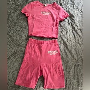 Fashion nova pink limited edition bike short set